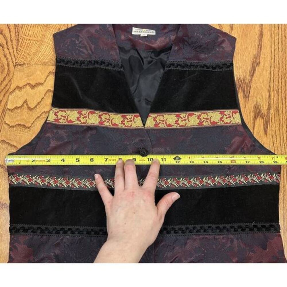 Vintage Susan Bristol Women’s Velvet Floral Jacquard Vest M Whimsigoth Boho - Picture 8 of 10